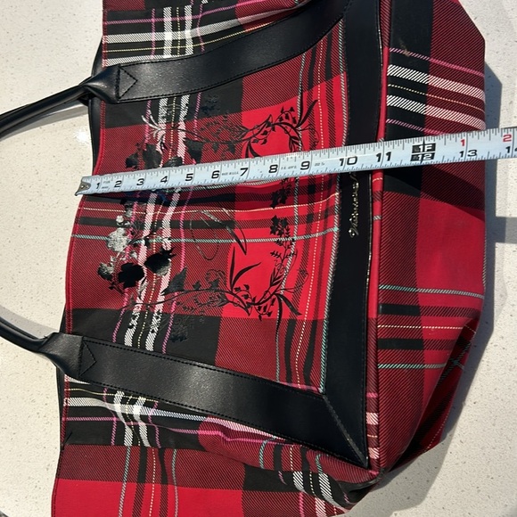 Victoria’s Secret Red Plaid Signature Weekend Tote Bag Purse - Picture 7 of 11